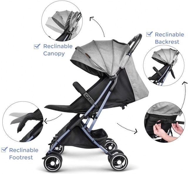Besrey Silla Paseo Bebe Ligera Compacta Cochecito Viaje Avión 4,9 kg Carritos de Bebe Plegable 6-36 Meses …